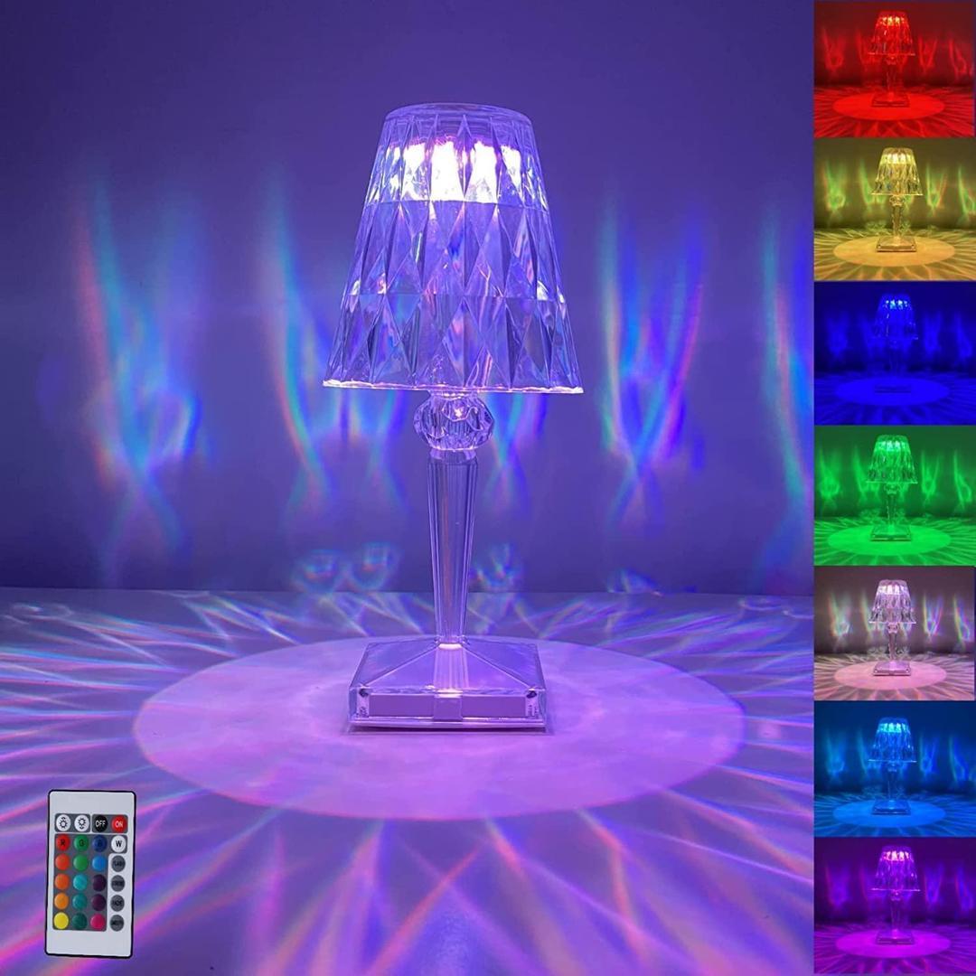 Rechargeable LED Table Lamp with Crystal Design