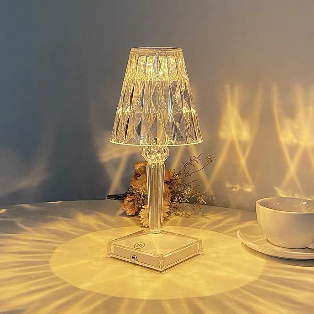 Rechargeable LED Table Lamp with Crystal Design