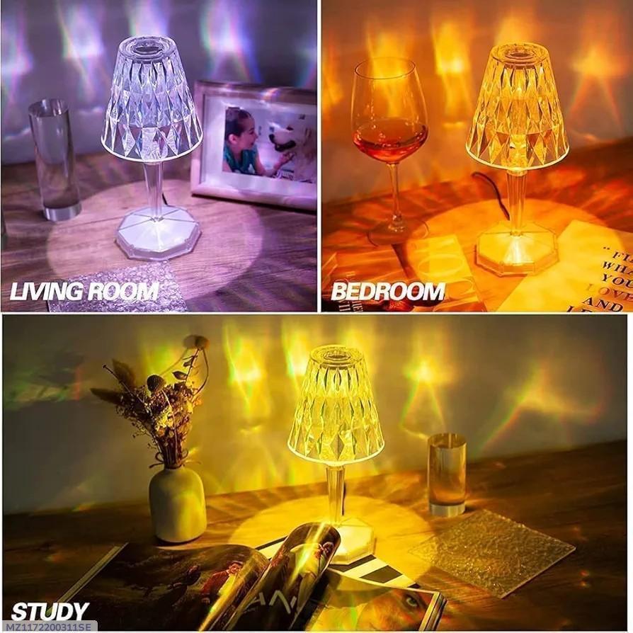Rechargeable LED Table Lamp with Crystal Design