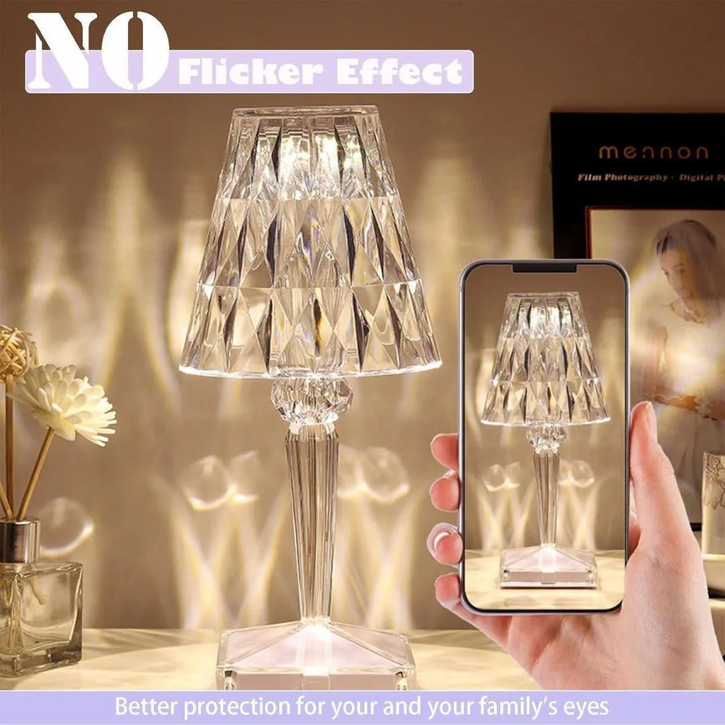 Rechargeable Crystal Table Lamp with Touch Control