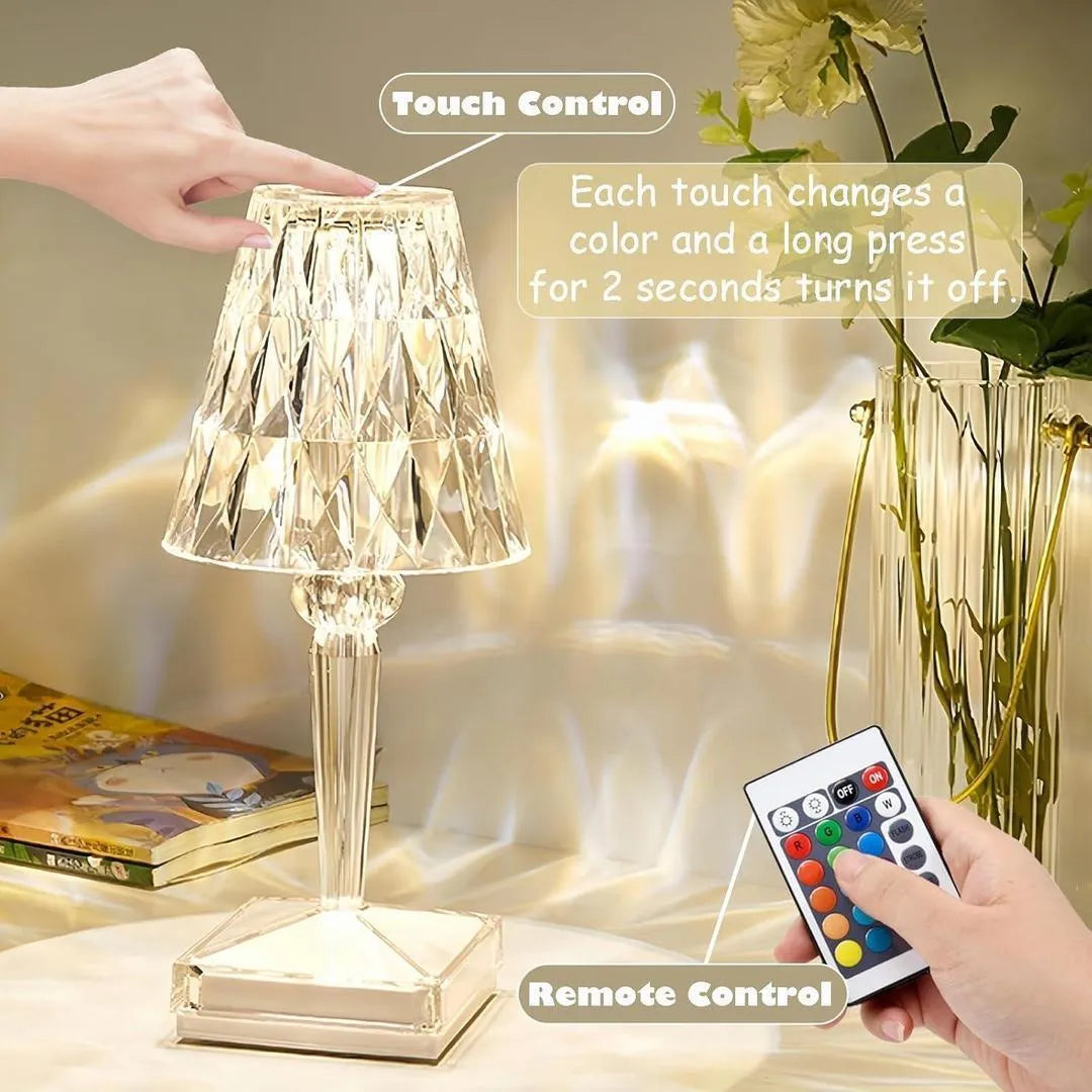 Rechargeable Crystal Table Lamp with Touch Control