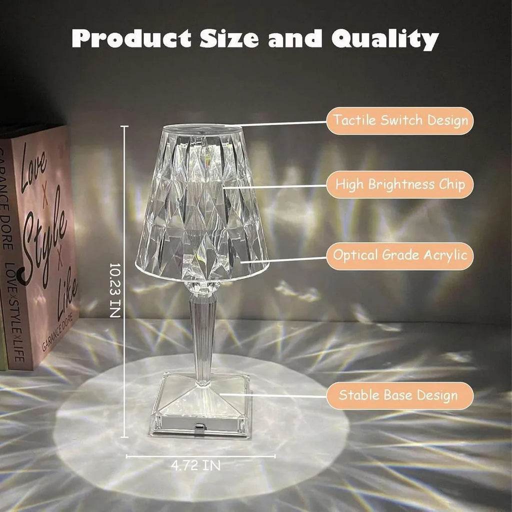 Rechargeable Crystal Table Lamp with Touch Control