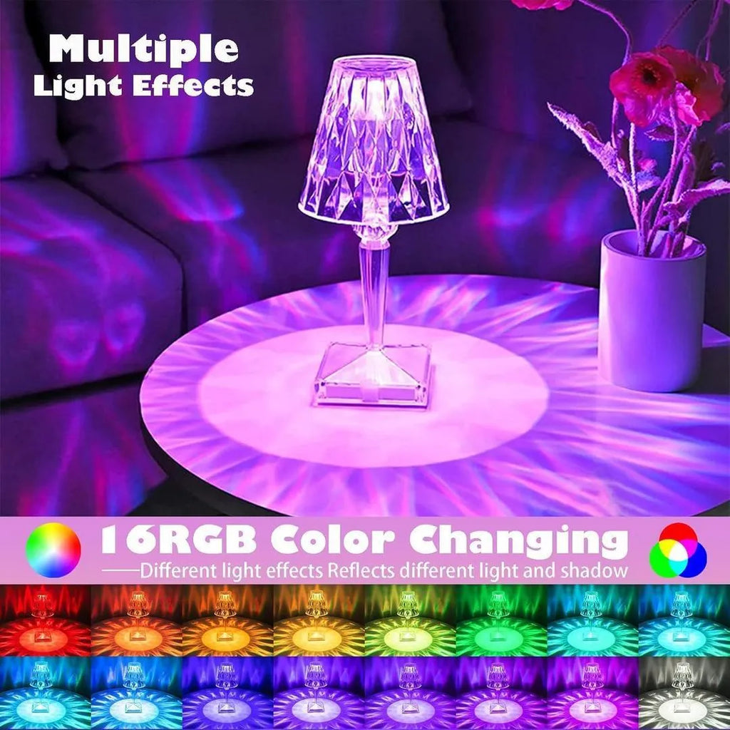 Rechargeable Crystal Table Lamp with Touch Control