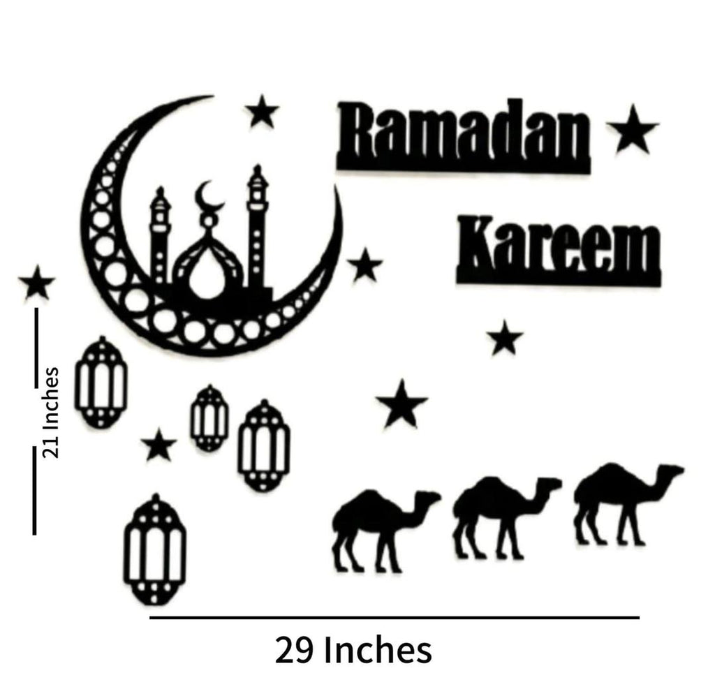 Ramadan Kareem 3D Wooden Wall Art Black MDF 21x29cm