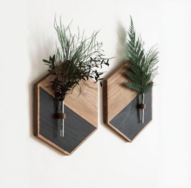 MDF Wood Wall Planters Black Brown Modern Home Décor