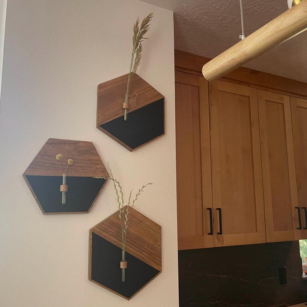 MDF Wood Wall Planters Black Brown Modern Home Décor
