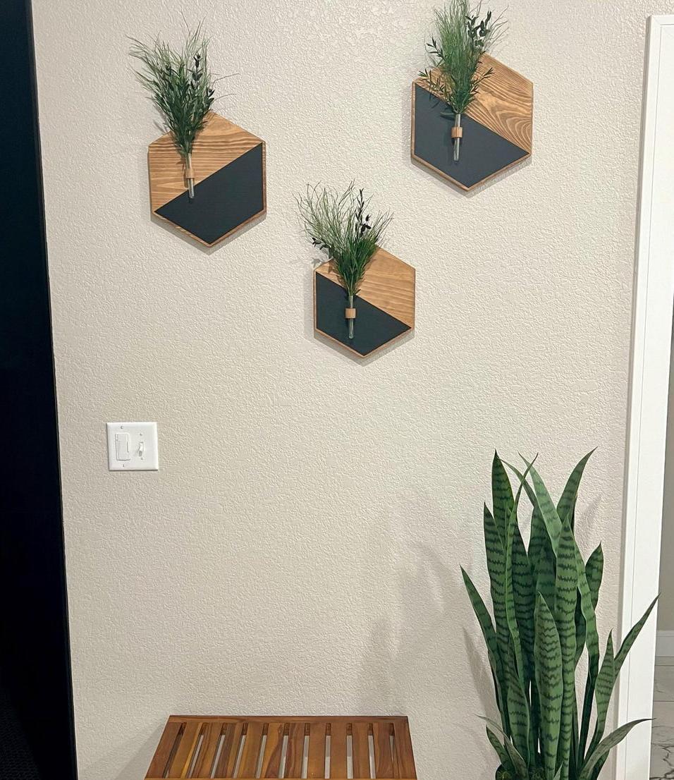MDF Wood Wall Planters Black Brown Modern Home Décor