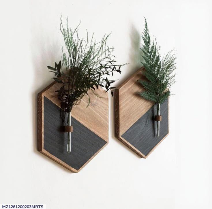 MDF Wood Wall Planters Black Brown Modern Home Décor