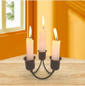 "Black 3-Arm Candle Stand with Golden Finish "