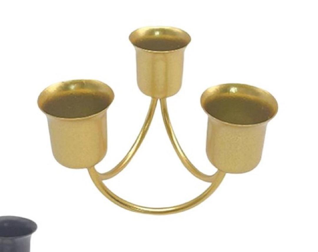 "Black 3-Arm Candle Stand with Golden Finish "