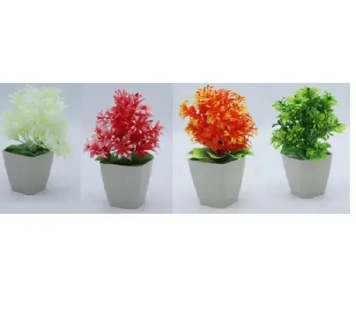 "4 Pcs Colorful Plastic Planters Set for Home Decor "