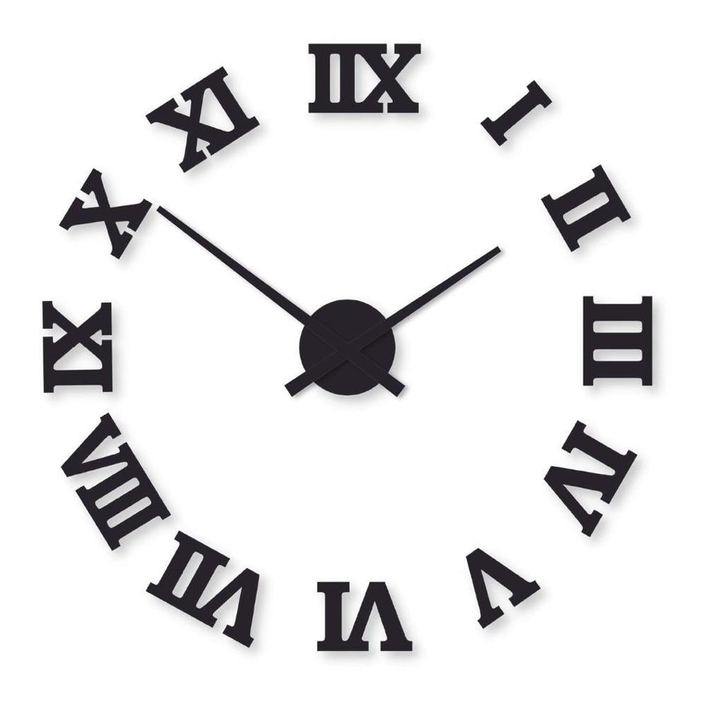Roman Numeral Wall Clock 24x24 Black Modern Design