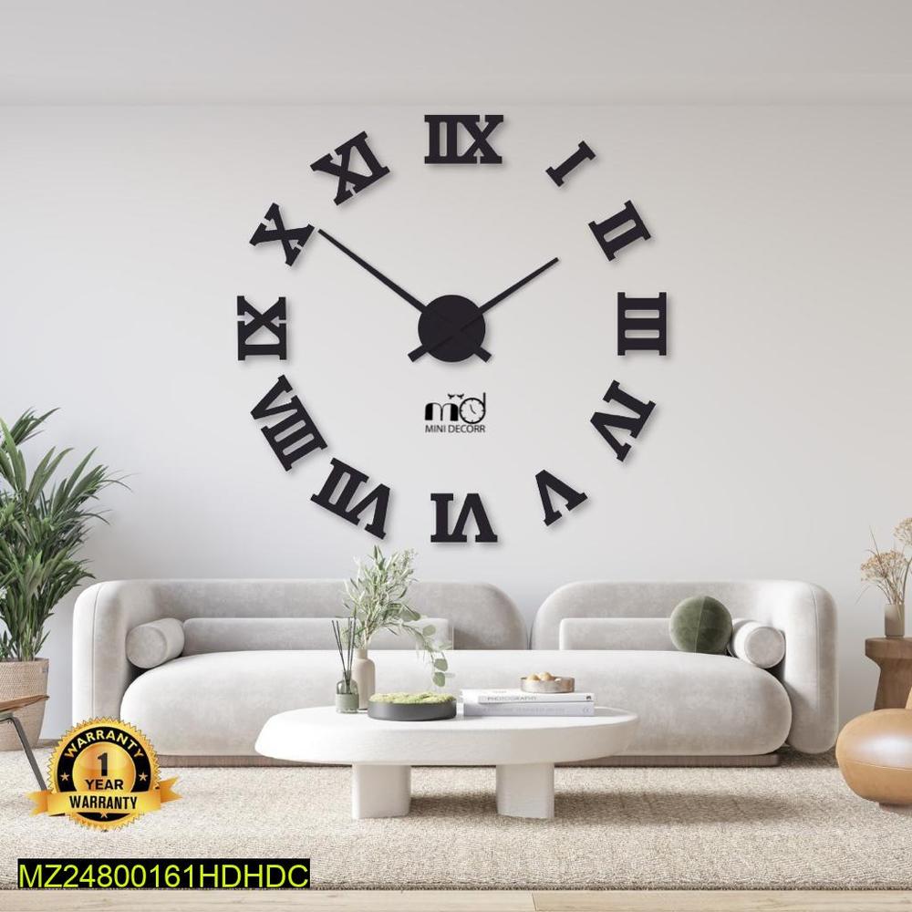 Roman Numeral Wall Clock 24x24 Black Modern Design