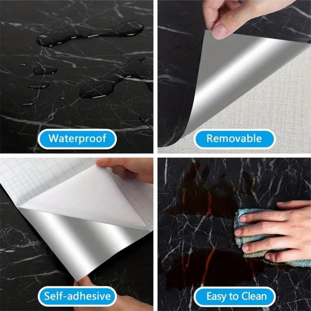 Black Marble Self-Adhesive Wall Sheet 180x60cm